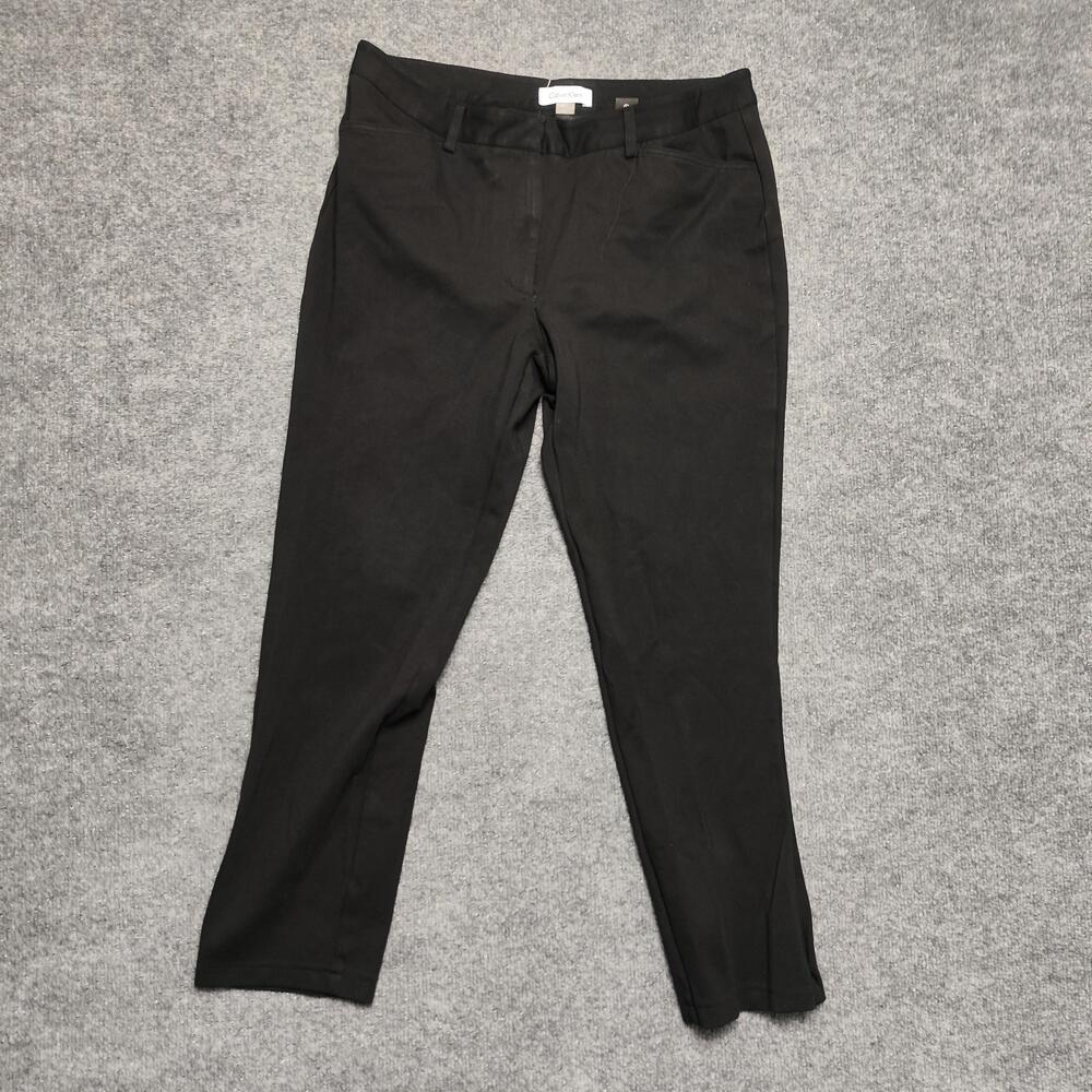 Calvin Klein Pants Womens 12 Black Twill Ankle Straight Leg Dress Workwear